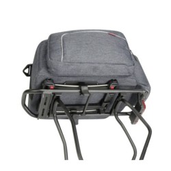 Klickfix Rackpack Sport Plus Trunk bag (grå).  Uniklip II. Med skjulte sidetasker der kan foides  ud. Vol. 18 L, max bæreevne 6