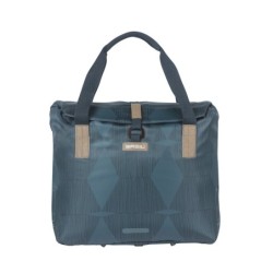 Basil Elegance City-Shopper cykeltaske (estate  blue). Materialet er af genbrugte PET-flasker. Hook-on system. Vol 20-26 L