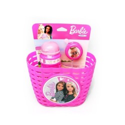 Barbie cykeltilbehør sæt - kurv, flaske og klokke til børnecykel