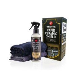 Cykelglansspray 250ml med rengøringsklud 1x sort 1x grå Rapid ceramic shield Weldtite