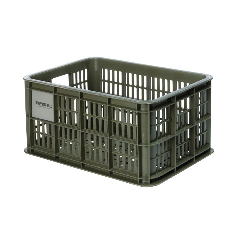 Kurv BASIL CRATE str. M. grøn, genanvendt plast Vol.: 29.5L, multi, 45x35x25 cm. kan mont. med MIK-AVS-uniklip eller Racktime ad