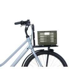 Cykelkurv Basil Crate L grøn – 40L kurv i genanvendt plast med multimontering