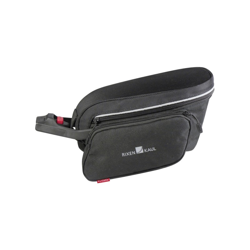 Klickfix Contour Evo sadeltaske. 21x32x13cm, 3L, vægt: 420g. Tasken leveres  inkl. click-on sadel adapter.