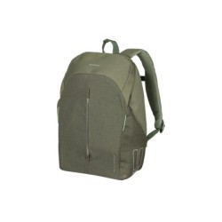 Cykeltaske fra BASIL model B-Safe Commuter  Nordlicht. Farve: Olive, dim. 41x14x32cm, vol. 17 L, Indbygget USB port, LED lys m.m