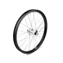 Forhjul (sort) 20x1,75 til cargocykler med  skivebremser. Ryde fælg model Andra 40. 100 mm aksel, møtrik, 2 mm RF-eger  (sølv).