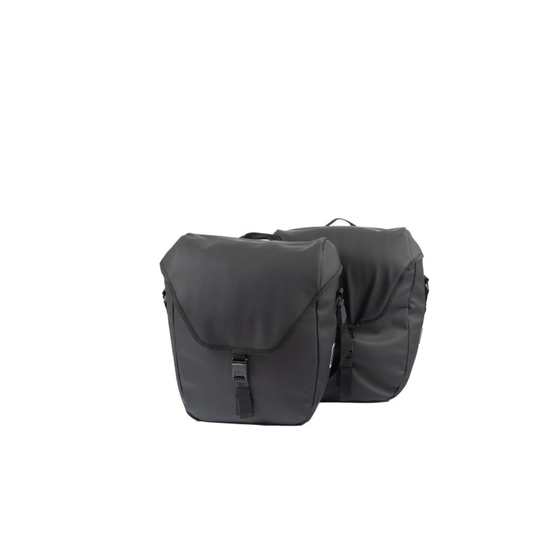 Atran Velo COMMUTER cykeltasker i sort – dobbelttaske med AVS adapter og PC-rum, 2x24L