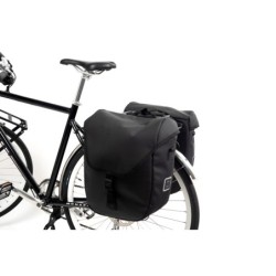 Atran Velo COMMUTER cykeltasker i sort – dobbelttaske med AVS adapter og PC-rum, 2x24L