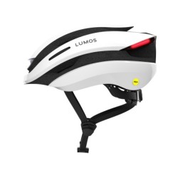 Lumos Ultra hjelm med MIPS (Jet White). Str. M/L (54-61cm). Cykelhjelm med integrerede lygter, blinklys og bremselys.