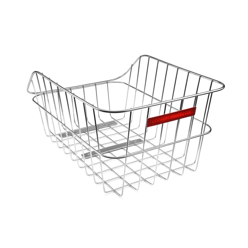 Bikepartner Ribe bagkurv sølv i rustfrit stål med fastmontering