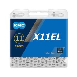 Kæde KMC X11EL 118L (sølv) 11-speed. kæden er behandlet med voks. Leveres i æske.