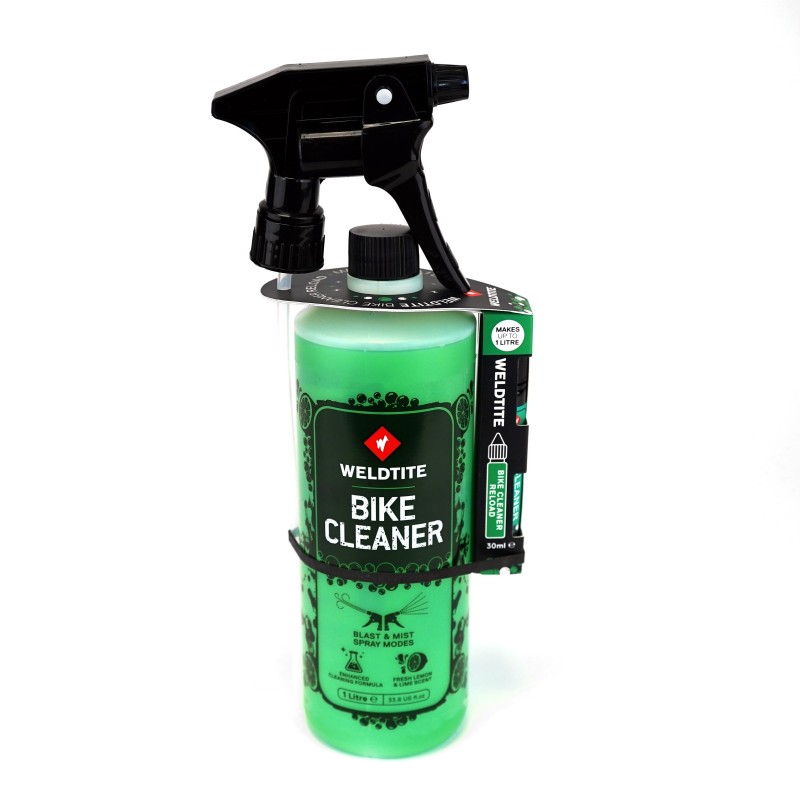 Cykelvask Lime Weldtite 1L flaske, Weldtite Reload koncentrat, cykelvask med Mist og Blast spray