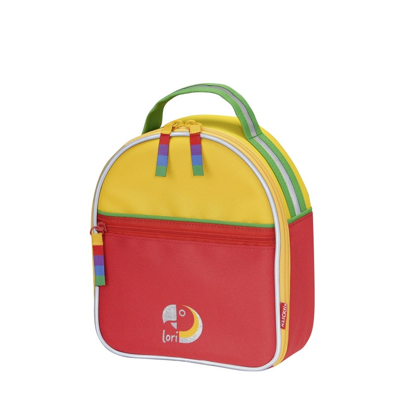 KLICKFIX Lori børnecykeltaske rød - cykeltaske med reflekser og navnekort