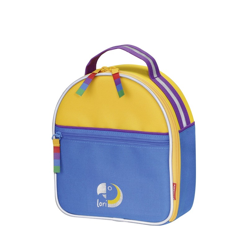 KLICKFIX Lori børnecykeltaske blå – cykeltaske med reflekser og navnekort