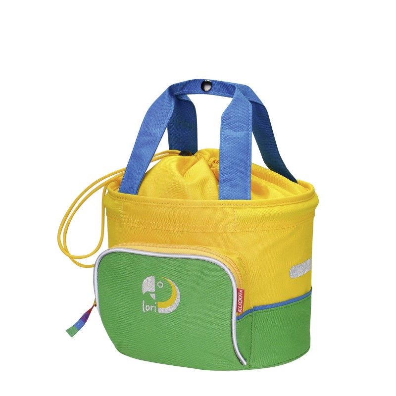 KLICKFIX Shopper Lori børnecykelkurv grøn – med snørelukning og refleks