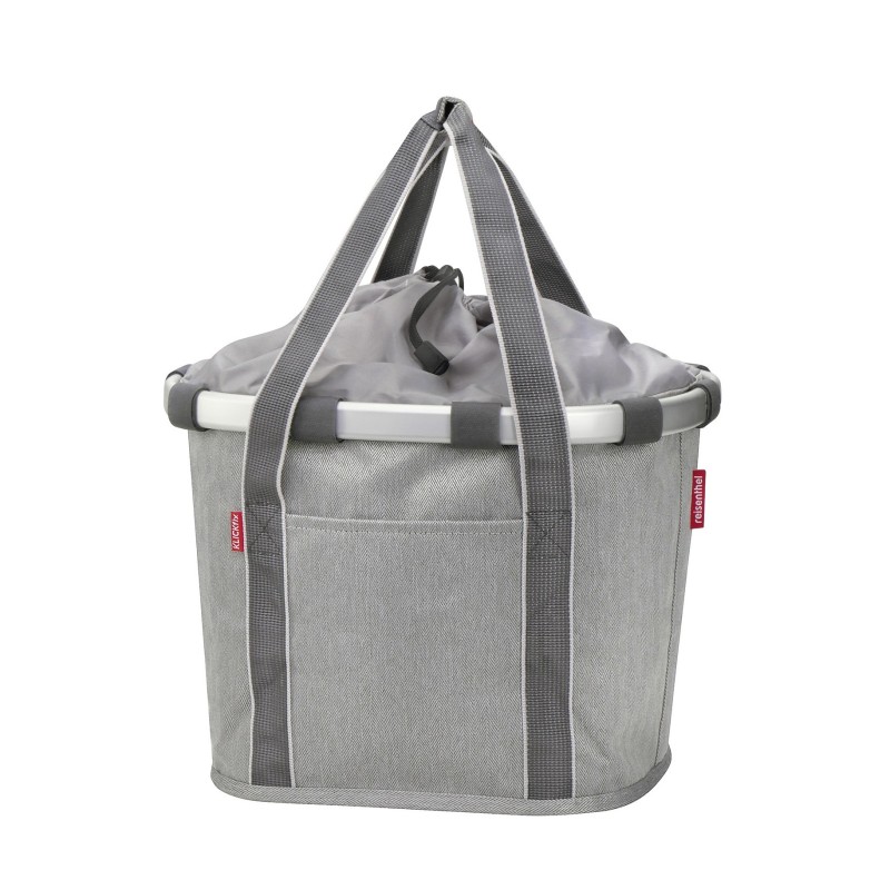 Reisenthel kurv med Klickfix kobling til styr- adapter (Herringbone grey). Dimensioner: 35x28x26 cm. Vægt: 800 g, vol. 15 L, mak