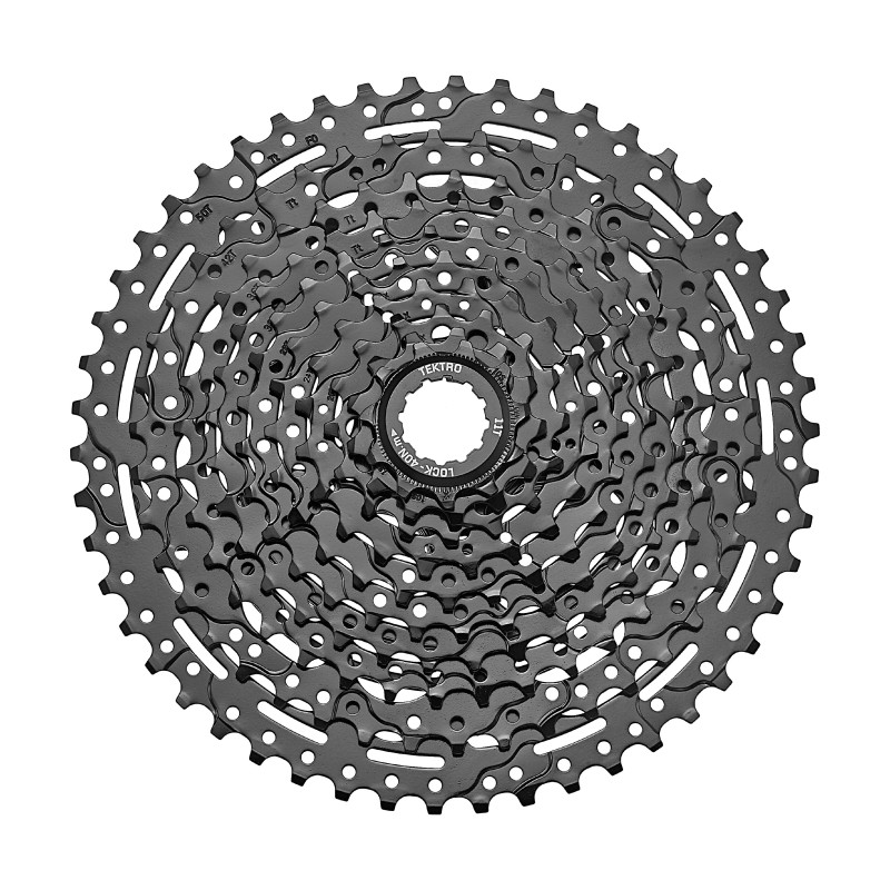 Krans 10 speed TEKTRO Kassette. 11-13-16-20-24-28-32-36-42-50T. Farve: Sort. Model: CS-M5000-10. Vægt: 687 g.