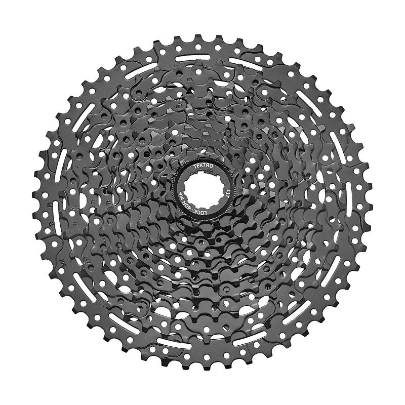 Krans 11 speed TEKTRO kassette. 11-13-15-18-21-24-28-32-36-42-50T. Farve: Sort. Model: CS-M5100-11. Vægt 735 g.