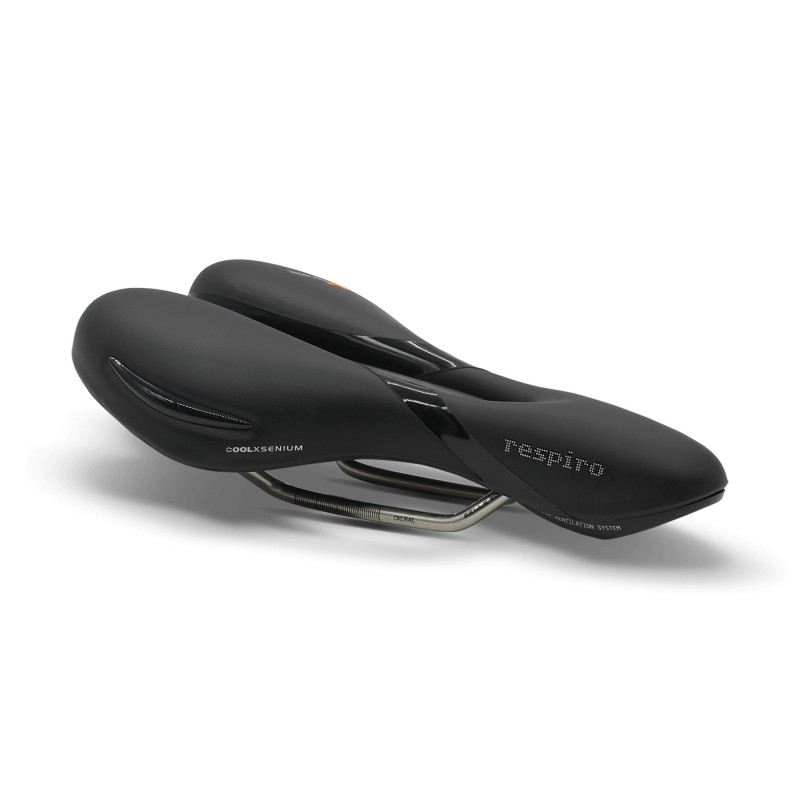 Sadel (unisex) fra Selle Royal model Respiro. 45° kørestilling, Royal Gel, Cool Cover, Scuff Guards, ventilation & ICS