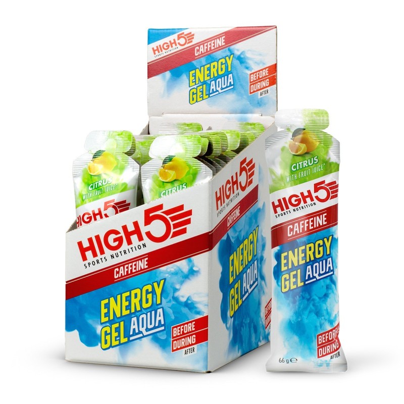 High5 AquaGel Plus 66 gr. 60ml Citrus plus 20 stk m. koffein Bedst før 31-3-2025