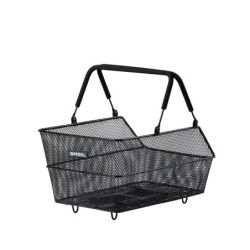Basil Dijon L cykelkurv rattan - grå/sort frontkurv 49x36x27 cm med håndtag