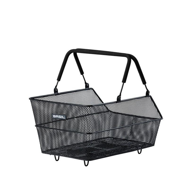 Basil Dijon L cykelkurv rattan - grå/sort frontkurv 49x36x27 cm med håndtag