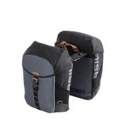 BASIL Miles MIK 2.0 - double bag - taskesæt (bag) Sort/lime, 34x16x43cm 34L. Monteret MIK 2.0 adapter plade og 100% vandtæt.