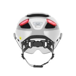 Lumos Ultra E-bike hjelm med MIPS (lunar white). Str. M/L (54-61cm). Cykelhjelm med integrerede lygter, blinklys og bremselys.