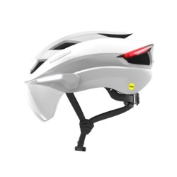 Lumos Ultra E-bike hjelm med MIPS (lunar white). Str. M/L (54-61cm). Cykelhjelm med integrerede lygter, blinklys og bremselys.