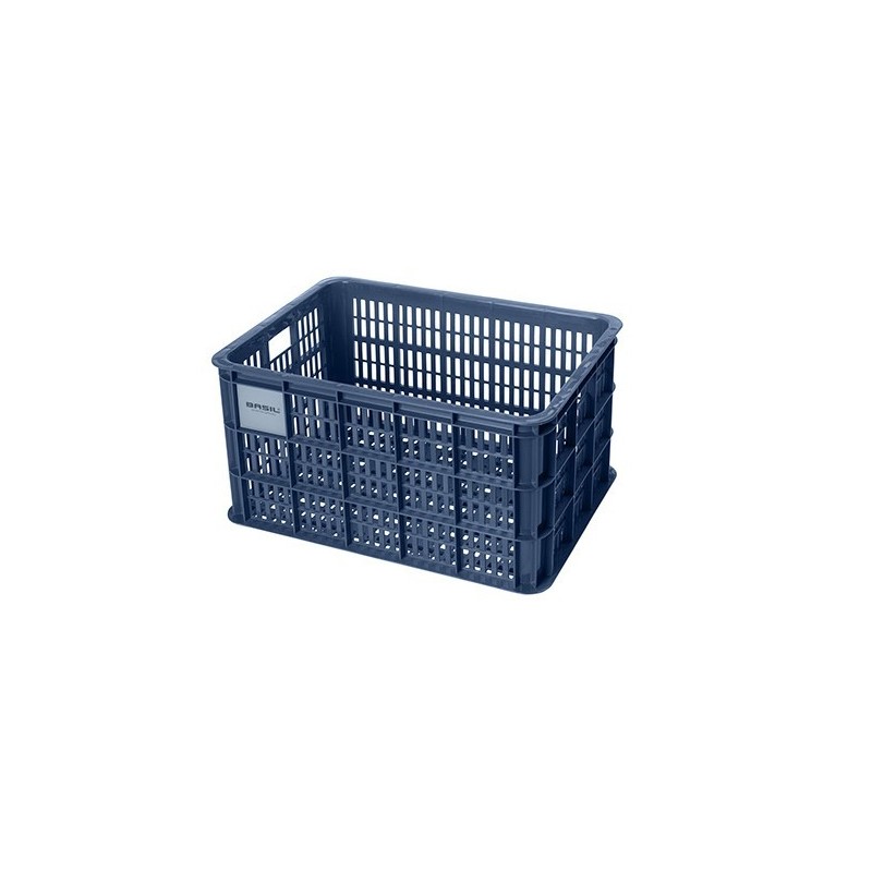 Kurv BASIL CRATE str. L (blå), genanvendt plast Vol.: 40 L, 49,5x39,5x26,5 cm. kan mont. med MIK-AVS-uniklip eller Racktime adap