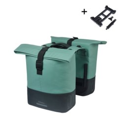 Taskesæt Basil Cove double pannier bag MIK, 28–32L, silvergreen/black