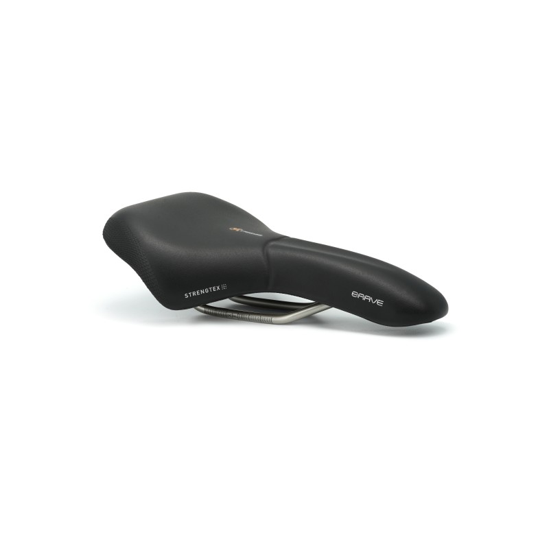 Sadel (unisex) fra Selle Royal model BRAVE. 45° kørestilling, Royal Gel, Cool Cover, Scuff Guards, ICS. Stracciatella