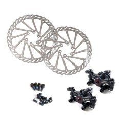 CLARKS skivebremsesæt (mekanisk). Komplet sæt med 2 x bremsekaliber,  2 x 160 mm bremseskiver,  2 x adapter til IS til postmount