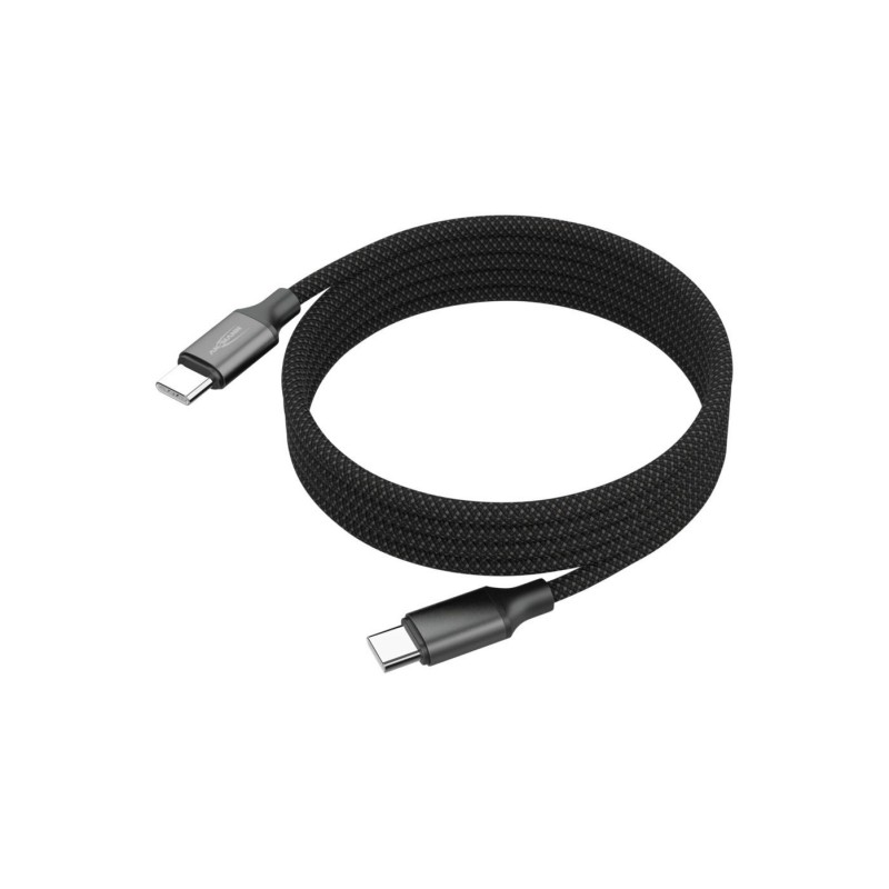 Ladekabel Ansmann USB-C/USB-C 120cm for diverse lygter Sort magnetisk oprullet