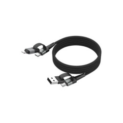 Ladekabel Ansmann USB-C/3xMULTI USB 120cm for diverse lygter Sort magnetisk oprullet
