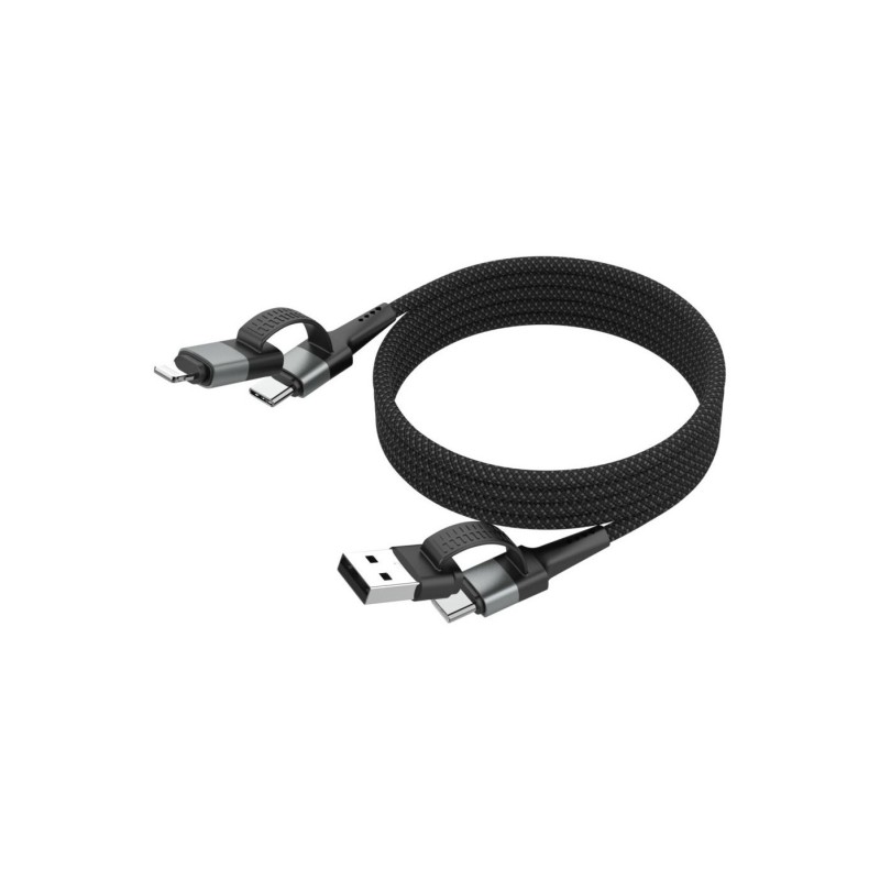 Ladekabel Ansmann USB-C/3xMULTI USB 120cm for diverse lygter Sort magnetisk oprullet
