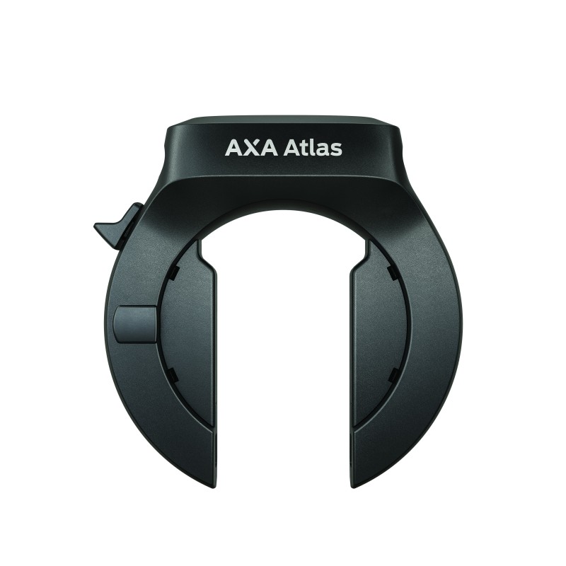 lås AXA Atlas sort - ringlås m. plug-in system. Leveres uden bolte. safety level 14. 58mm brede. Låsen er VAREFAKTA GODKENDT.