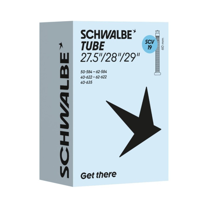 Slange Click valve butyl Schwalbe 700x38-62C SCV19 æske SCV60 28x1 1/2+27,5/29 org.nr. 10464954 (40/62-584/635)